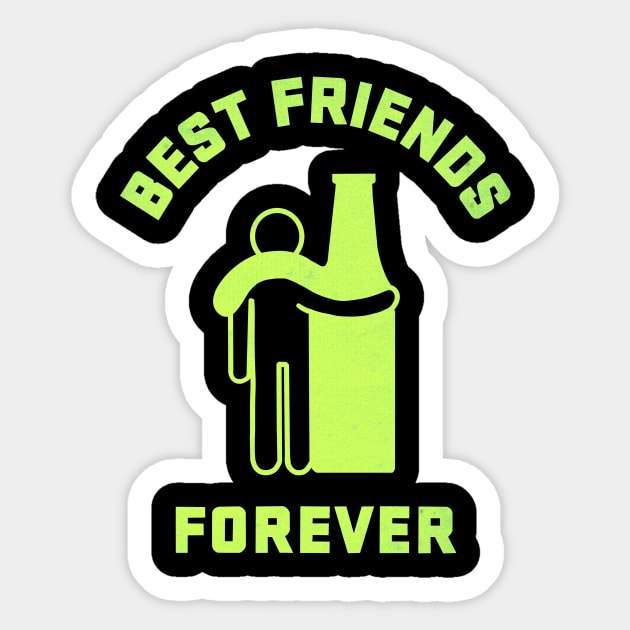 Best Friends forever: funny beer shirt for men, Men hugging beer botle Sticker by TSHIRT PLACE